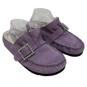 New Free People After Riding Suede Slip On Lavender Womens 9.5 Shearling Shoes